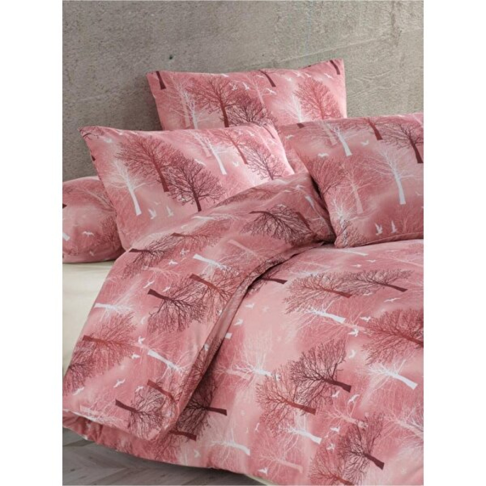 lotusline Home Bordo Ağaç Desen Çift Kişilik Lüks Pamuklu Nevresim Takımı - Seti - 200 x 200 cm Nevresim Takımı Fiyatı