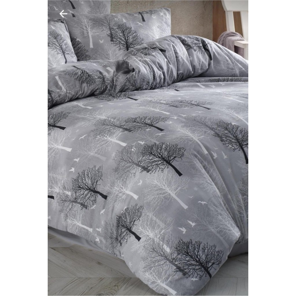 lotusline Home Gri Çift Kişilik Ağaç Desen Lüks Pamuklu Nevresim Takımı - Seti - 200 x 220 cm Nevresim Takımı Fiyatı