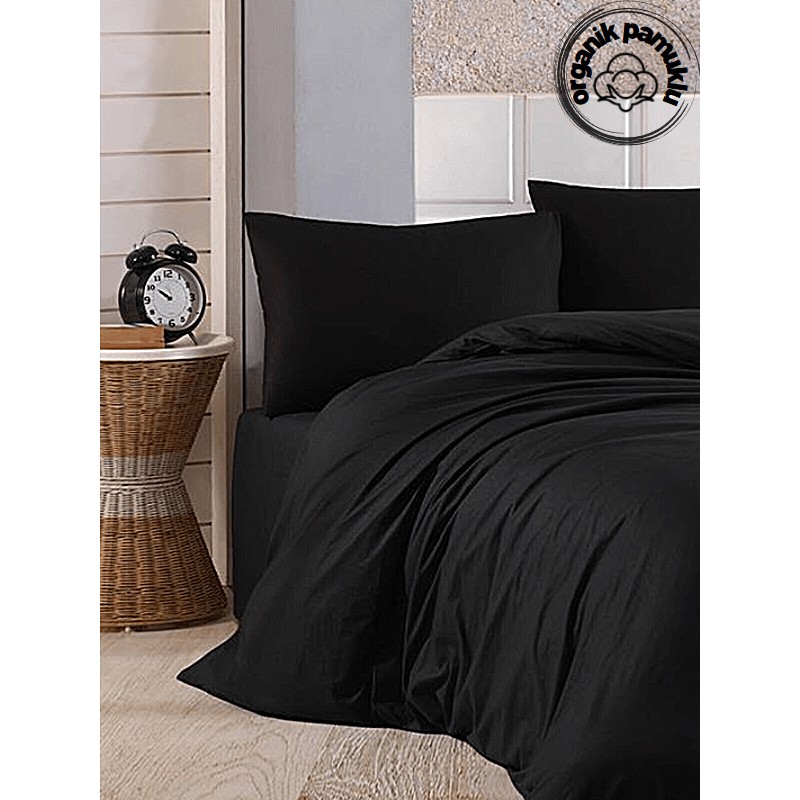 lotusline Home Ranforce Tek Kişilik Lüks Pamuklu Nevresim Takımı Siyah - 160 x 200 cm Nevresim Takımı Fiyatı