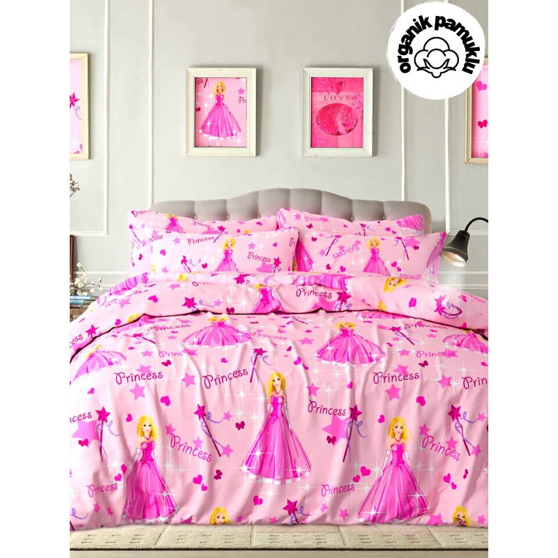 lotusline Prenses Desen Ranforce Tek Kişilik Nevresim Takımı - Pembe - 160 x 200 cm Nevresim Takımı Fiyatı