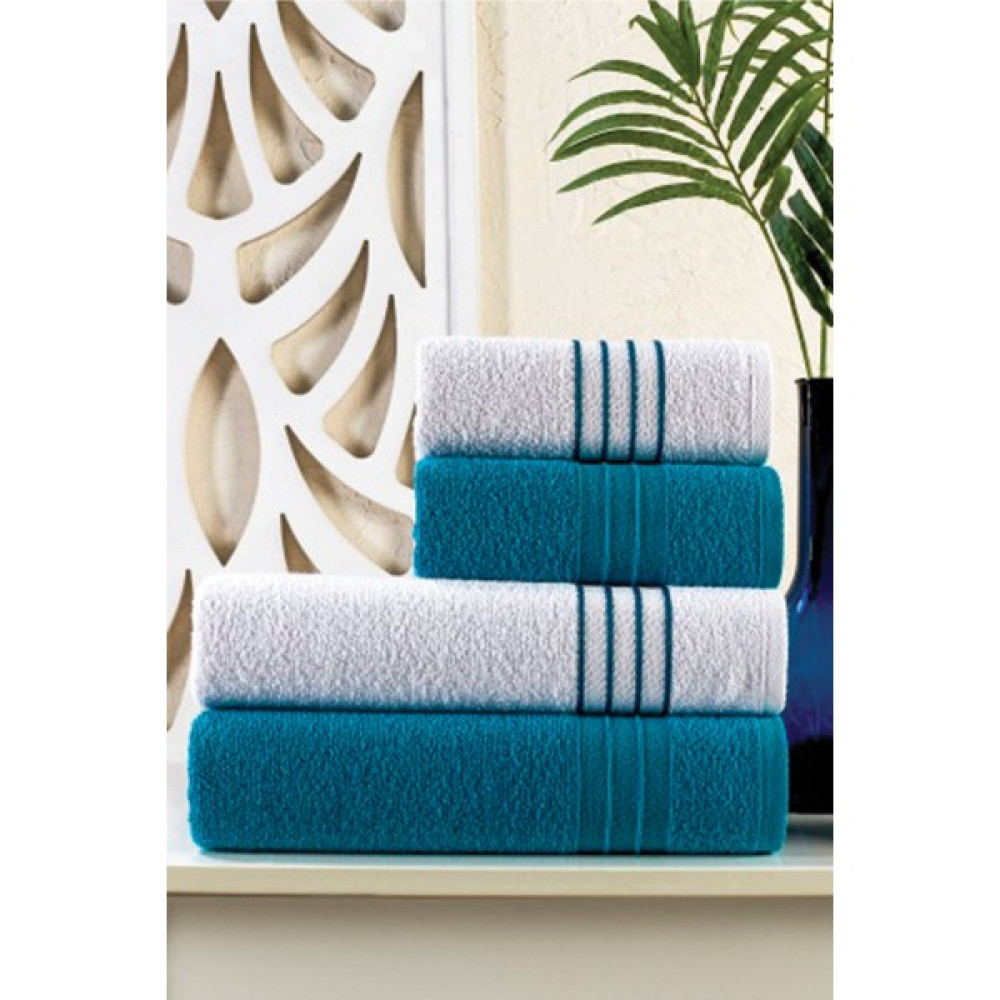 Louis Marie | 50X90 + 70X140 cm | Diamond | %100 Pamuk | Yeşil Beyaz | 4'lü | Banyo Havlusu Seti - 70 x 140 cm - 50 x 90 cm Banyo Havlusu Fiyatı