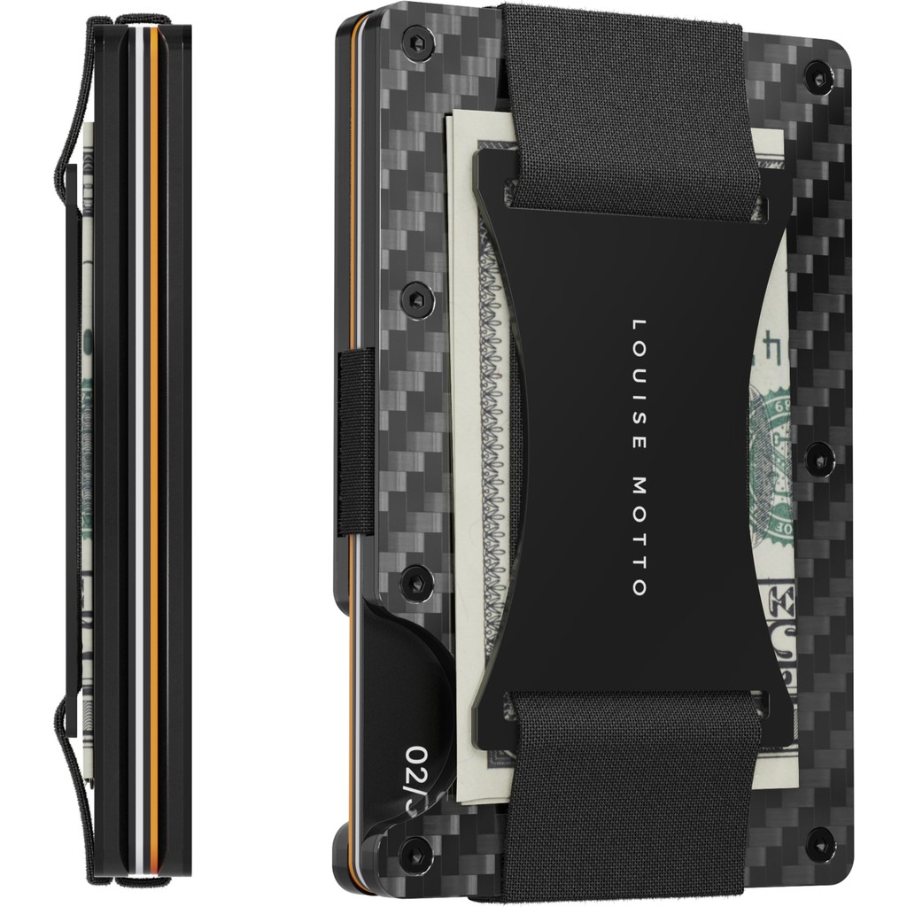 Louise Motto - Cardx - Dark Wave Strap - Karbon Fiber Cüzdan & Kartlık - Para Tutma Klipsi, Rfıd Engelleme (Siyah) Erkek Cüzdan Fiyatı