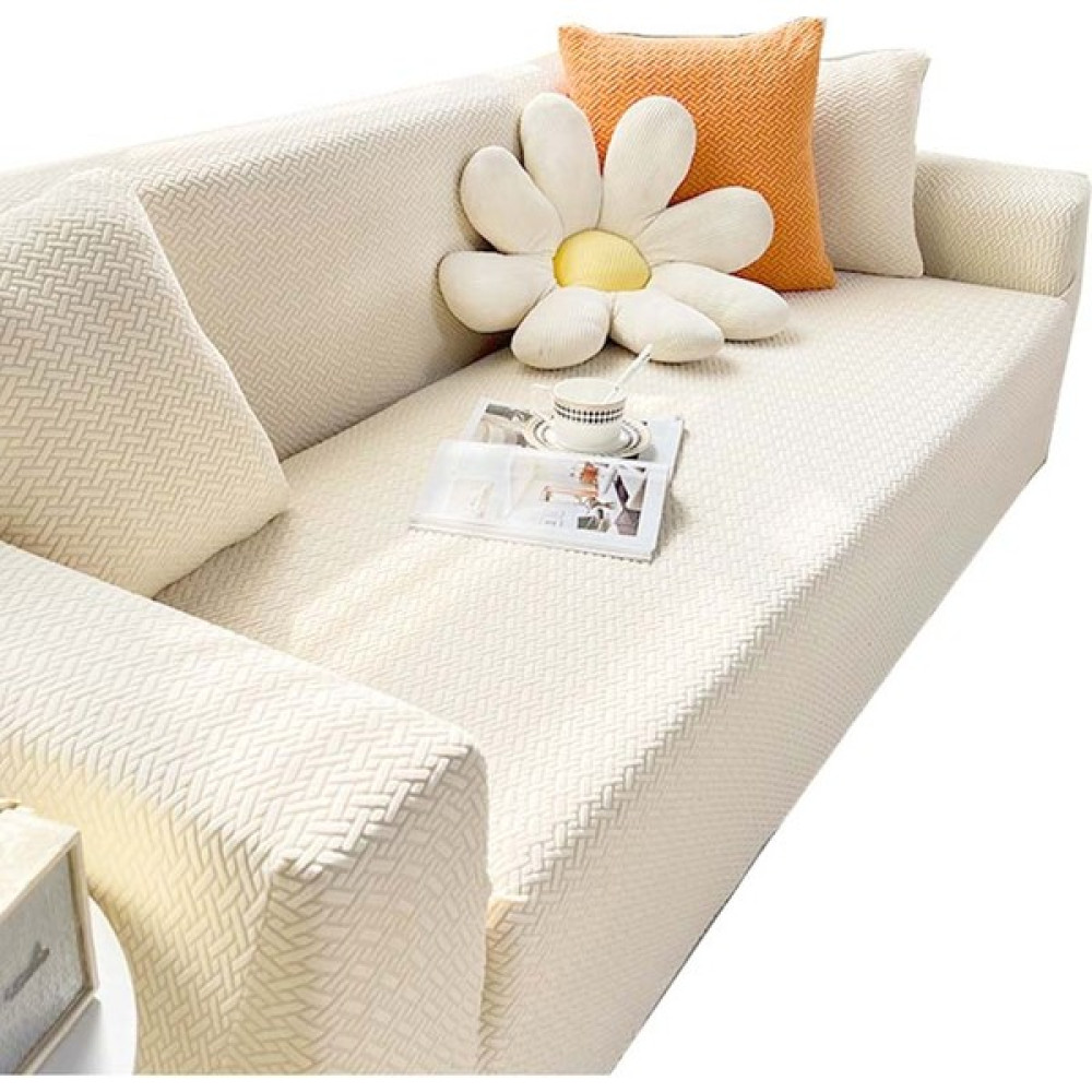 Louisea Elastik Koltuk Kılıfı, Kaymaz Kanepe Kılıfı (Yurt Dışından) - Bej - Beyaz - 90 x 140 cm Koltuk & Kanepe Örtüsü Fiyatı