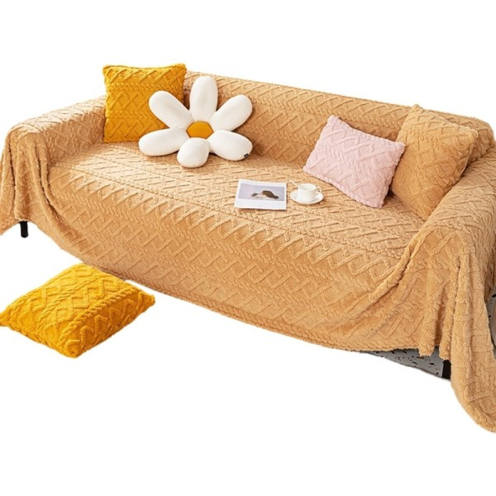 Louisea Jakarlı Kadife Kanepe Örtüsü Sıcak Kanepe Örtüsü Yastık Battaniye Kahverengi (Yurt Dışından) - 180 x 130 cm - Kahve Koltuk & Kanepe Örtüsü Fiyatı