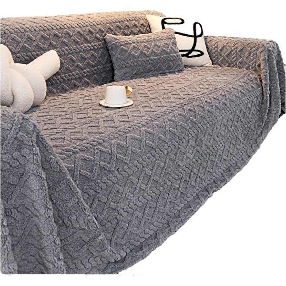 Louisee Jakarlı Kadife Kanepe Örtüsü Bez Havlu Peluş Sıcak Kanepe Örtüsü Minder Battaniye (Yurt Dışından) - 180 x 180 cm - Açık Gri Koltuk & Kanepe Örtüsü Fiyatı