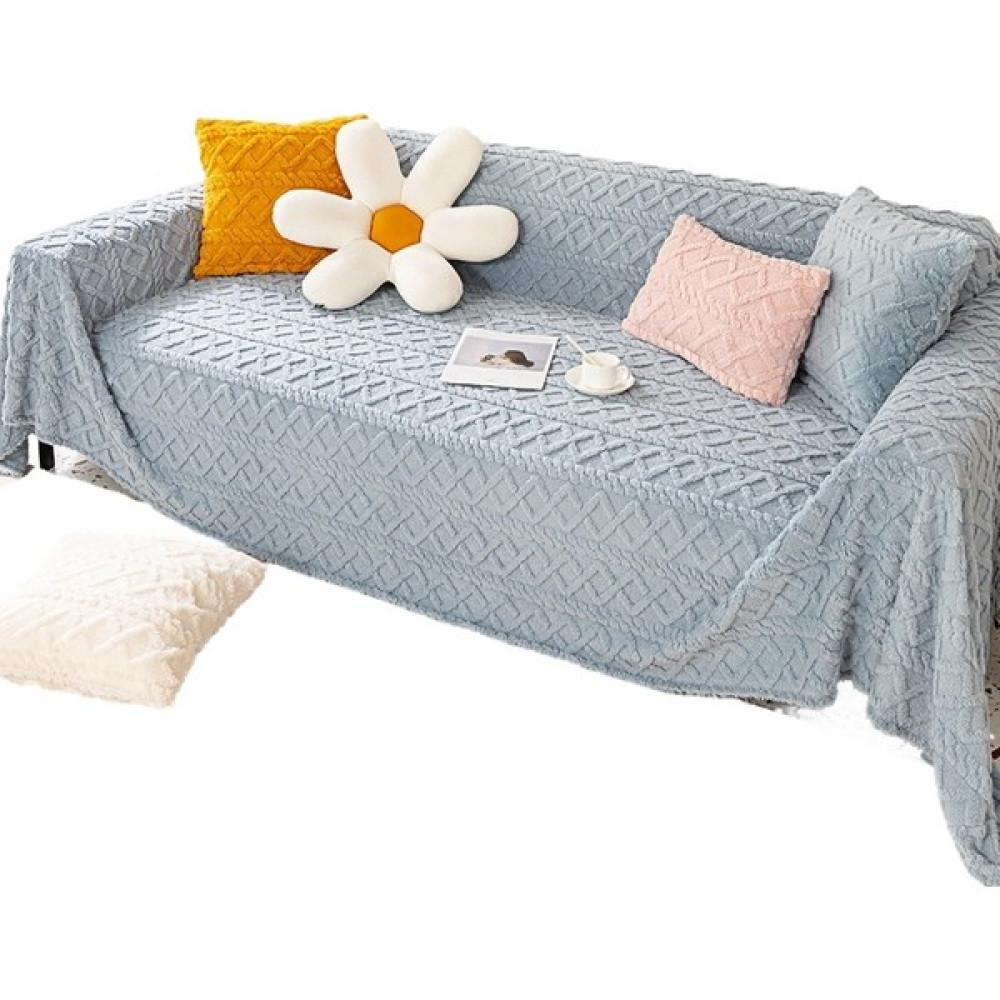 Louisee Jakarlı Kadife Kanepe Örtüsü Bez Havlu Peluş Sıcak Kanepe Örtüsü Minder Battaniye (Yurt Dışından) - 180 x 180 cm - Açık Mavi Koltuk & Kanepe Örtüsü Fiyatı