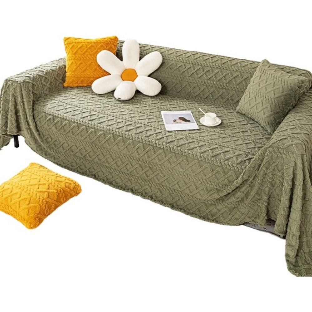 Louisee Jakarlı Kadife Kanepe Örtüsü Bez Havlu Peluş Sıcak Kanepe Örtüsü Minder Battaniye (Yurt Dışından) - 180 x 180 cm - Açık Yeşil Koltuk & Kanepe Örtüsü Fiyatı