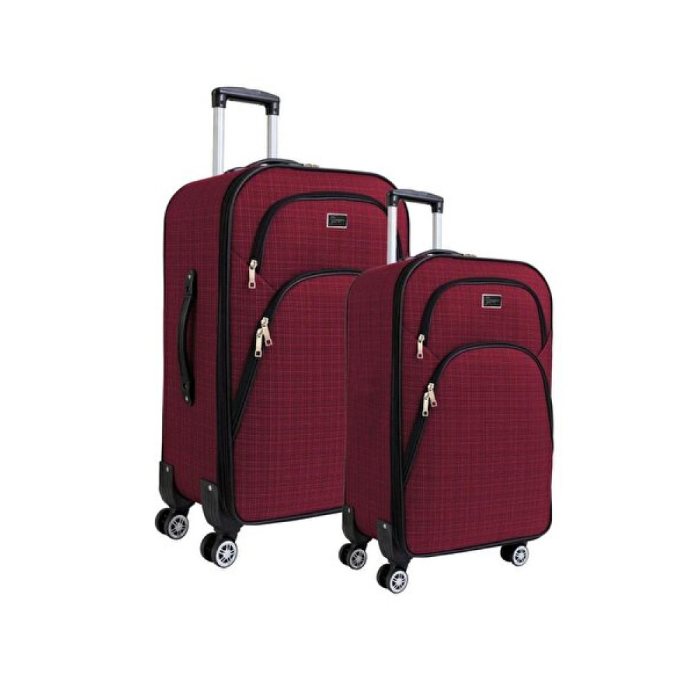 Louisiana Polo 1081 Kumaş Bordo Orta Boy ve Kabin Boy 2'li Valiz Seti Bavul / Valiz Fiyatı