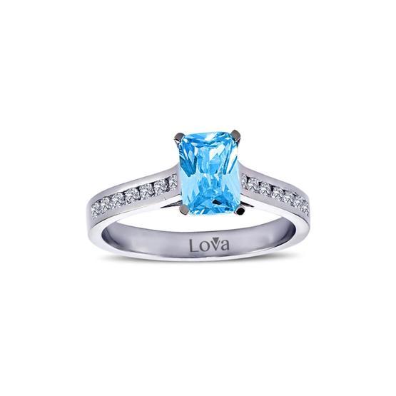 Lova 1050216 Pırlantalı Oktagon Blue Topaz Yüzük