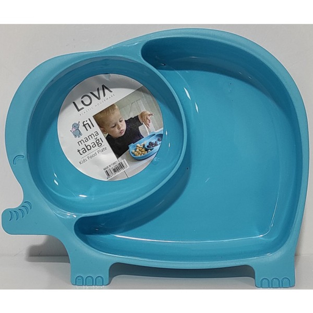 Lova Fil Şekilli  2 Hazneli Mama Tabagi - Açık Mavi Bebek Beslenme Gereçleri Fiyatı