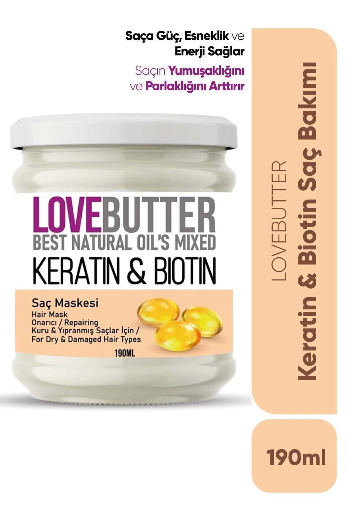 LOVE BUTTER Kuru Ve Yıpranmış Saçlar İçin Keratin & Biotin Onarıcı Saç Maskesi" Saç Bakım Maskeleri & Serumlar & Spreyler Fiyatı