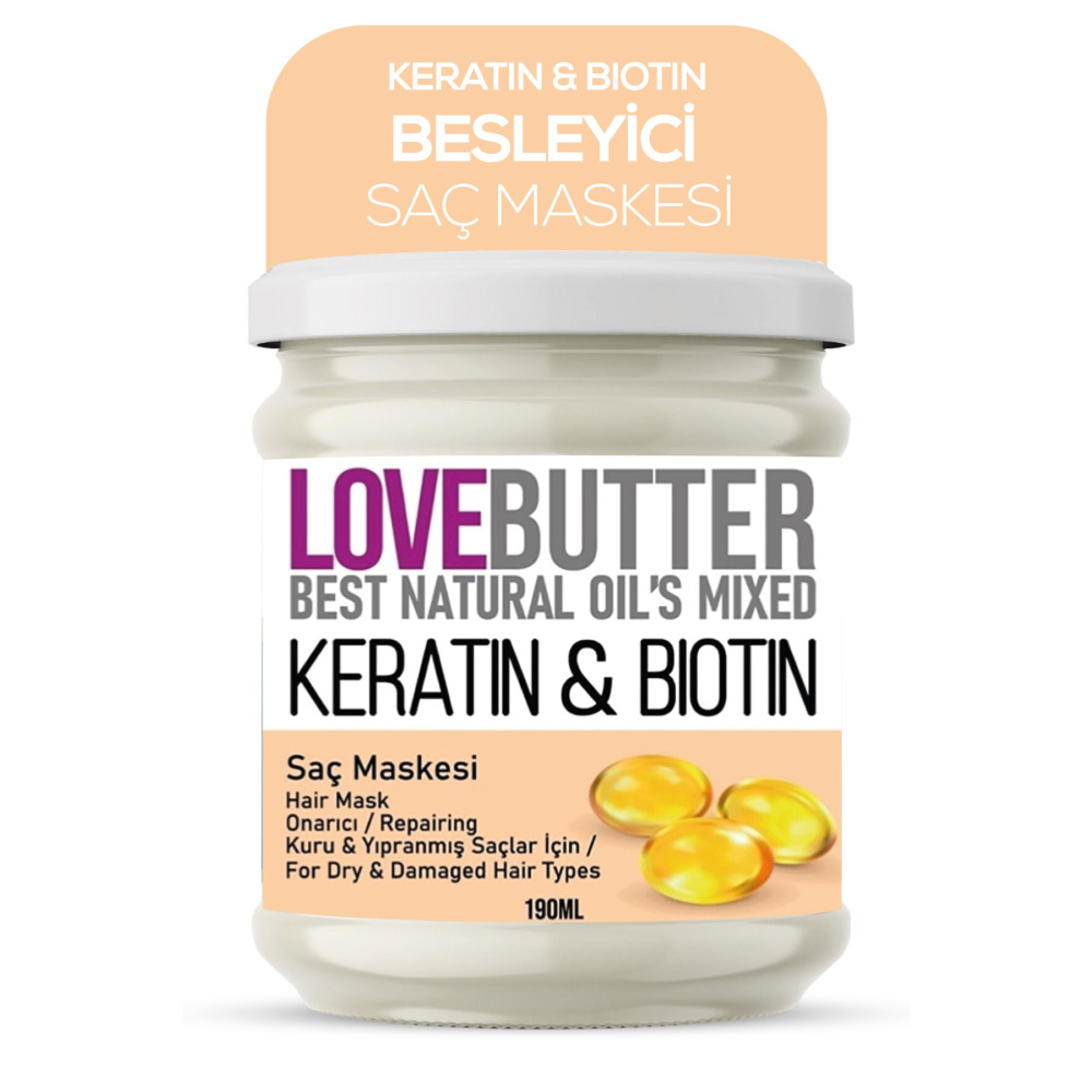 LOVE BUTTER Kuru Ve Yıpranmış Saçlar İçin Keratin & Biotin Onarıcı Saç Maskesi Saç Bakım Maskeleri & Serumlar & Spreyler Fiyatı