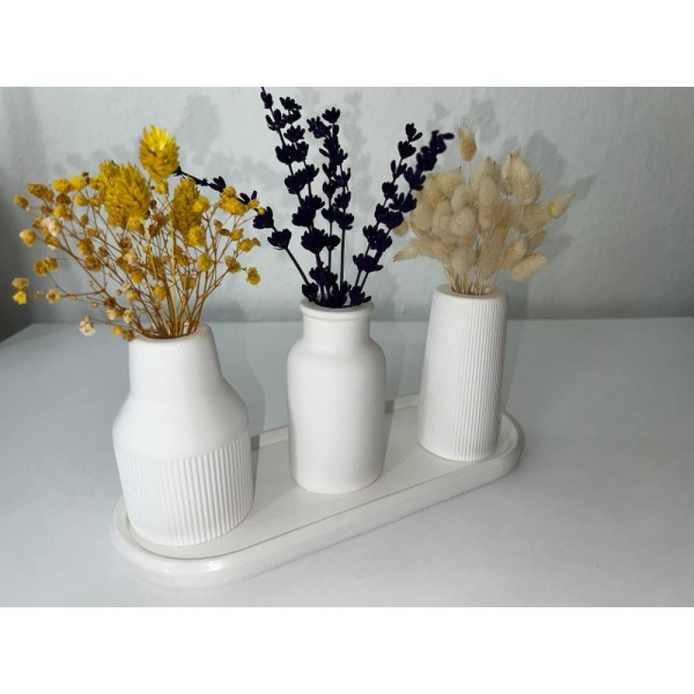Love Candle Dekor, Bohem Beyaz Minimal 3lü Vazo Seti ve Uzun Altılık Vazo Fiyatı