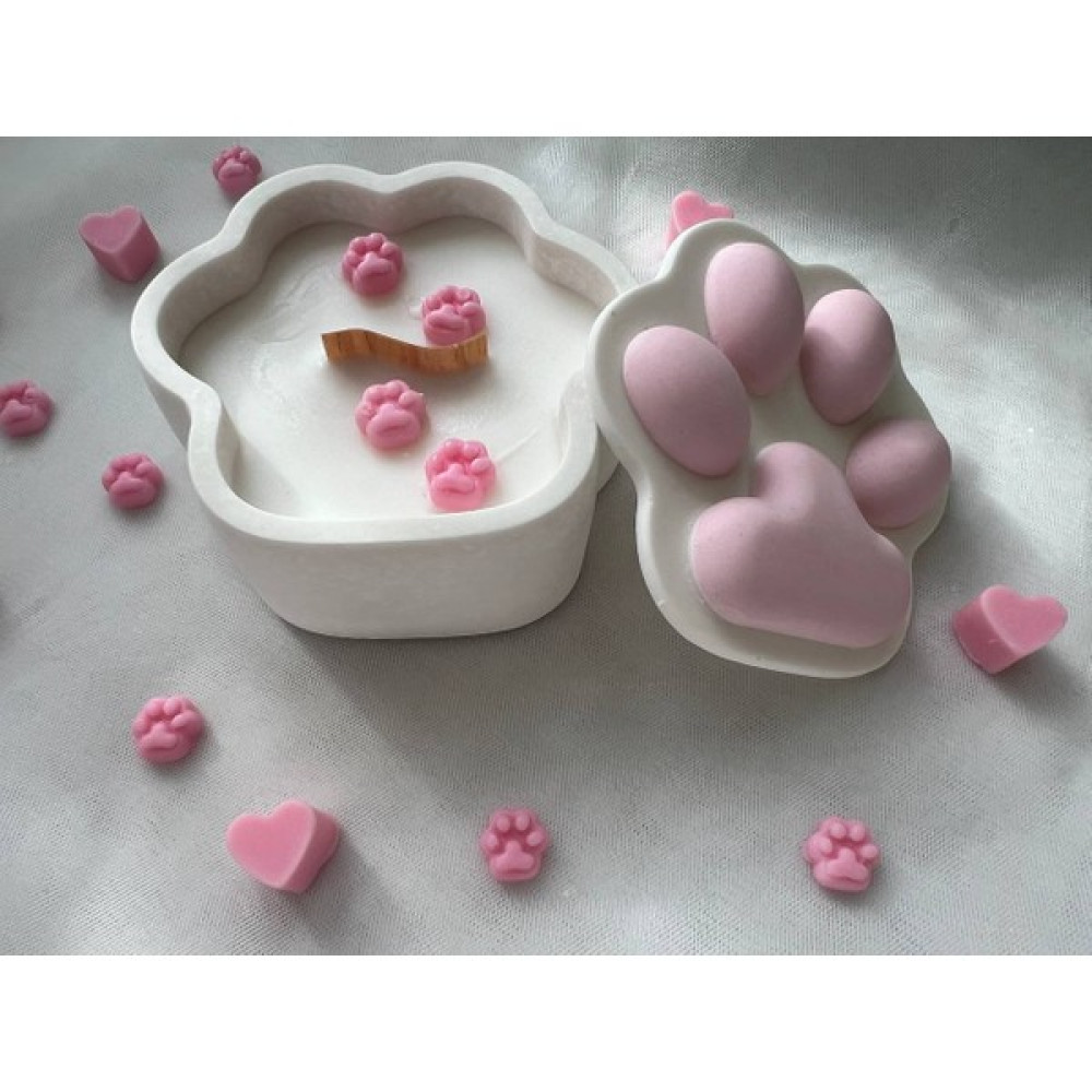 Love Candle Dekor Pati Kutusu Mum, Kedi Pati Kutusu Mum, Köpek Pati Kutusu Mum, Paw Box Candle, Hayvan Temalı Mum - Pembe - Beyaz Dekoratif Mum Fiyatı