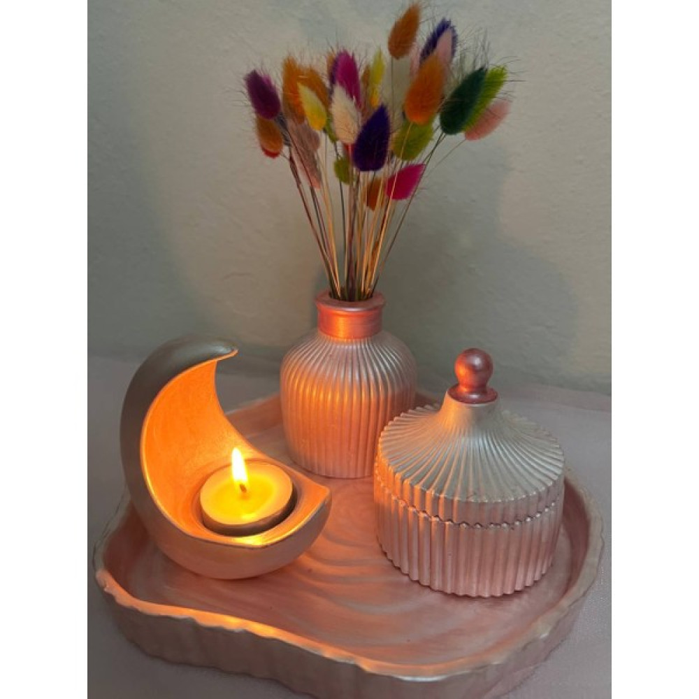 Love Candle Dekor Pembe Vazo Seti, 4’Lü Vazo Seti, Mumlu Vazo Seti, Gül Kurusu Vazo Seti Vazo Fiyatı