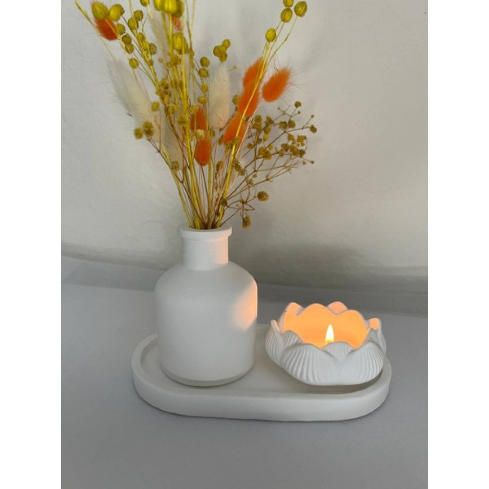 Love Candle Dekor Vazo Seti, Banyo Vazo Seti, Dekoratif Vazo Seti Düz Vazo, Çiçek Mumluk, Tabak 3 Parça Beyaz Renk. Vazo Fiyatı