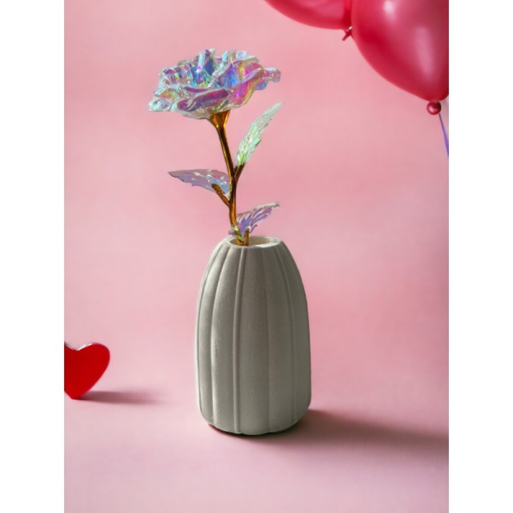 Love Candles Bohem Çizgili Vazo, Beyaz Dekoratif Vazo, Dokulu Çizgili Vazo Vazo Fiyatı