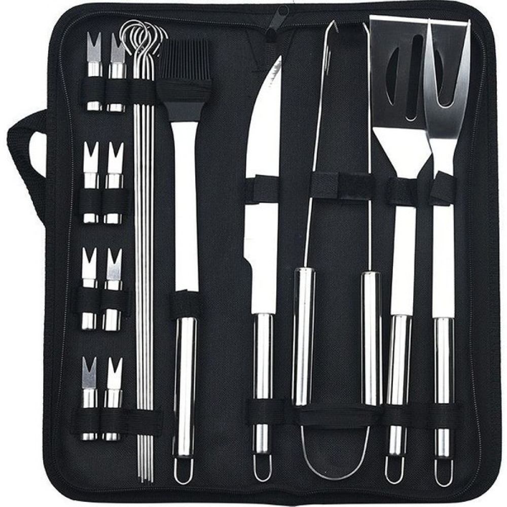 Love Home Paslanmaz Çelik Izgara Seti Barbekü Kombinasyonu Aracı Açık Izgara Seti Izgara Seti Bez Çanta Küçük Tüp Kolu 18 Parçalı Set (Yurt Dışından) Mangal & Barbekü Malzemeleri Fiyatı