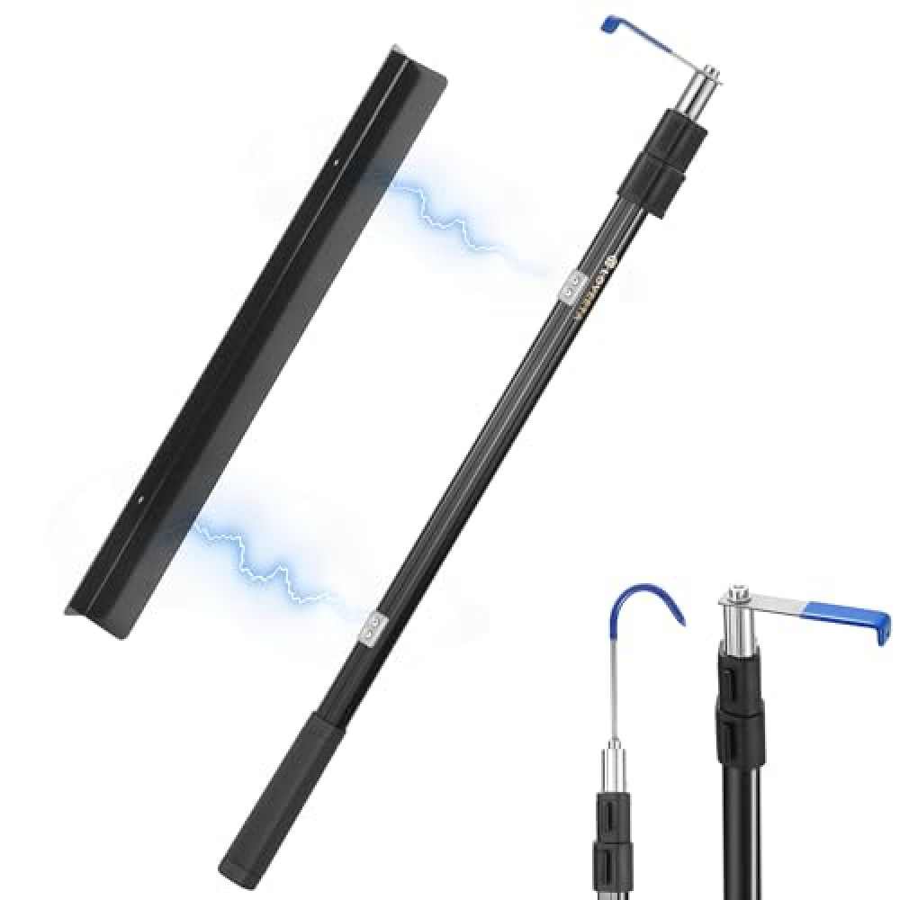 LOVEETA® 6.3 Ft Magnetically Mounted Cargo Grabber Reach Retriever Tool - 3.0 New Upgraded Extendable Pickup Truck Bed Accessories, Multi-Use Truck Bed Reach Tool (Jet Black) - 2 Hooks 1 Mounted Plate
