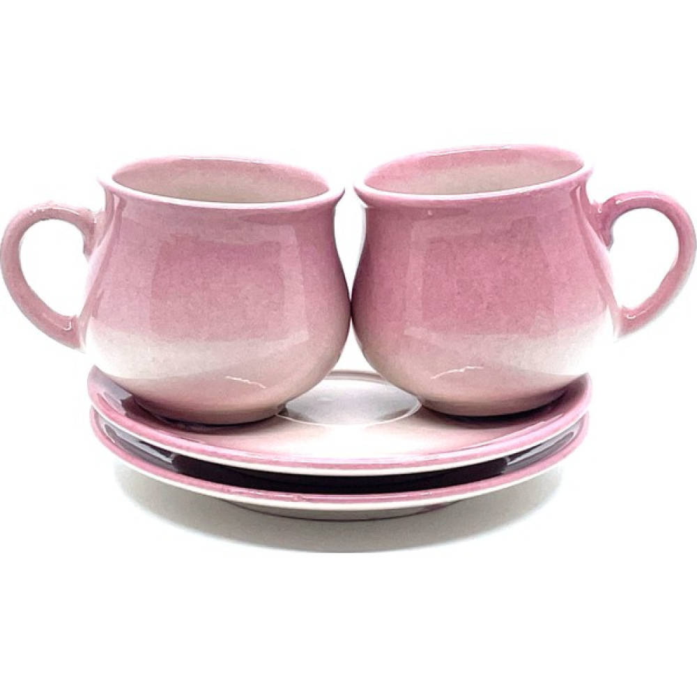 Love'is Tasarım El Sanatı El Dekoru Seramik 2 Kişilik Double Kahve Fincan Takımı (Light Pink) - 2 Adet - Renkli - 150 ml Fincan / Bardak / Kahve Takımı Fiyatı