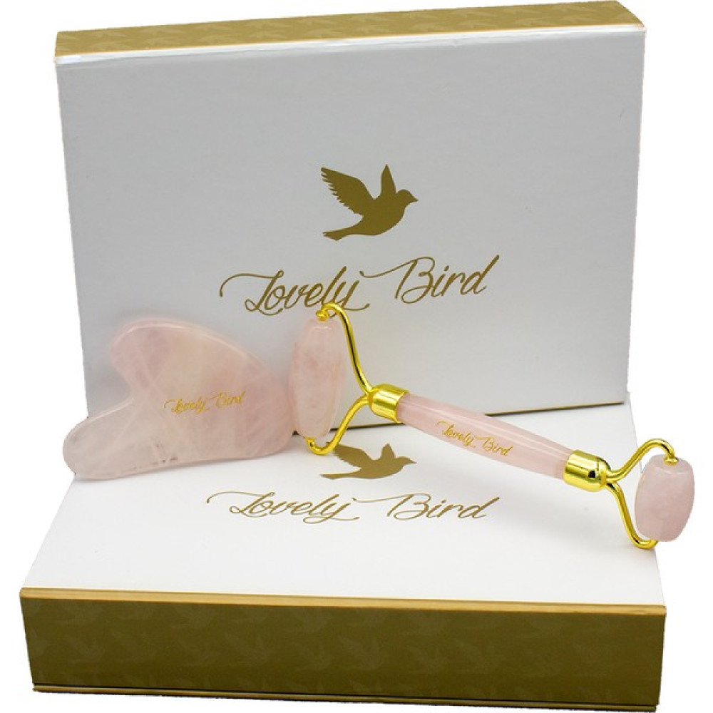 Lovely Bird Kuvars Roller ve Gua Sha Face Roller Anti Aging Kırışık Önleyici Aşk Taşı % 100 Doğal Taş Masaj Cihazları Fiyatı