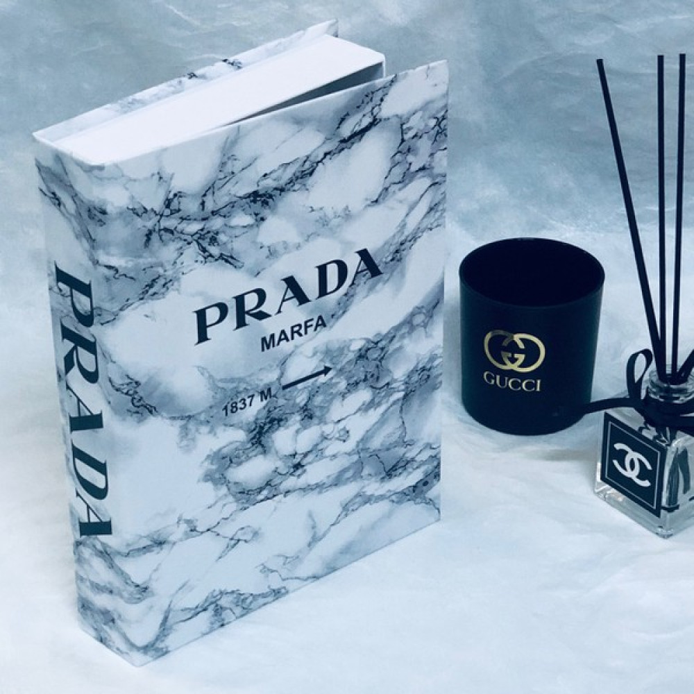 Lovely Book & Book Prada Mermer Desenli Dekoratif Kitap Kutusu - Gri Eşya Saklama Kutusu Fiyatı