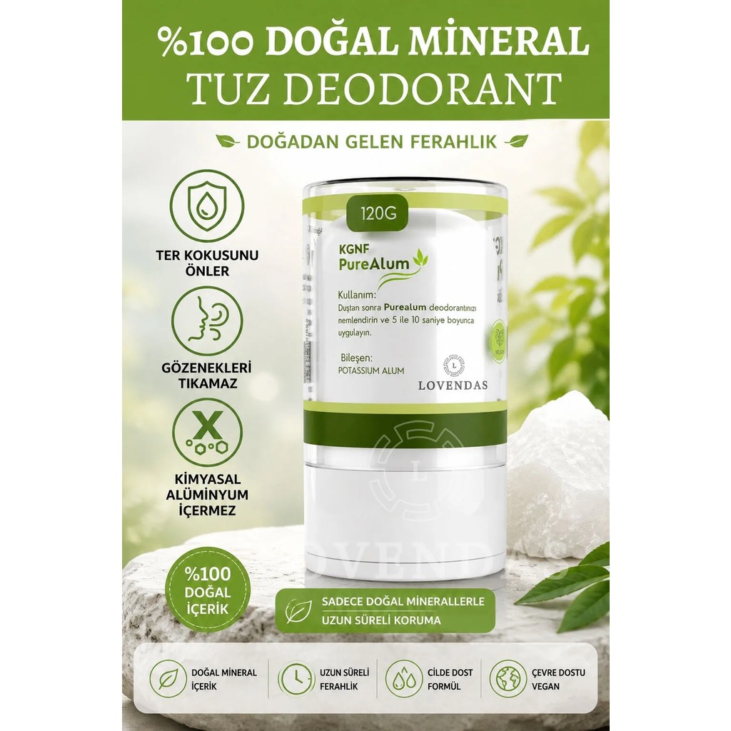 Lovendas Kristal Tuz Deodorant 120 gr %100 Doğal Mineral Purealum Roll On - 120 ml Deodorantlar Fiyatı