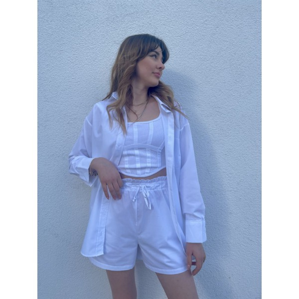 Loveofzi Beyaz Poplin Gömlek ve Şort Takım Elbise Fiyatı