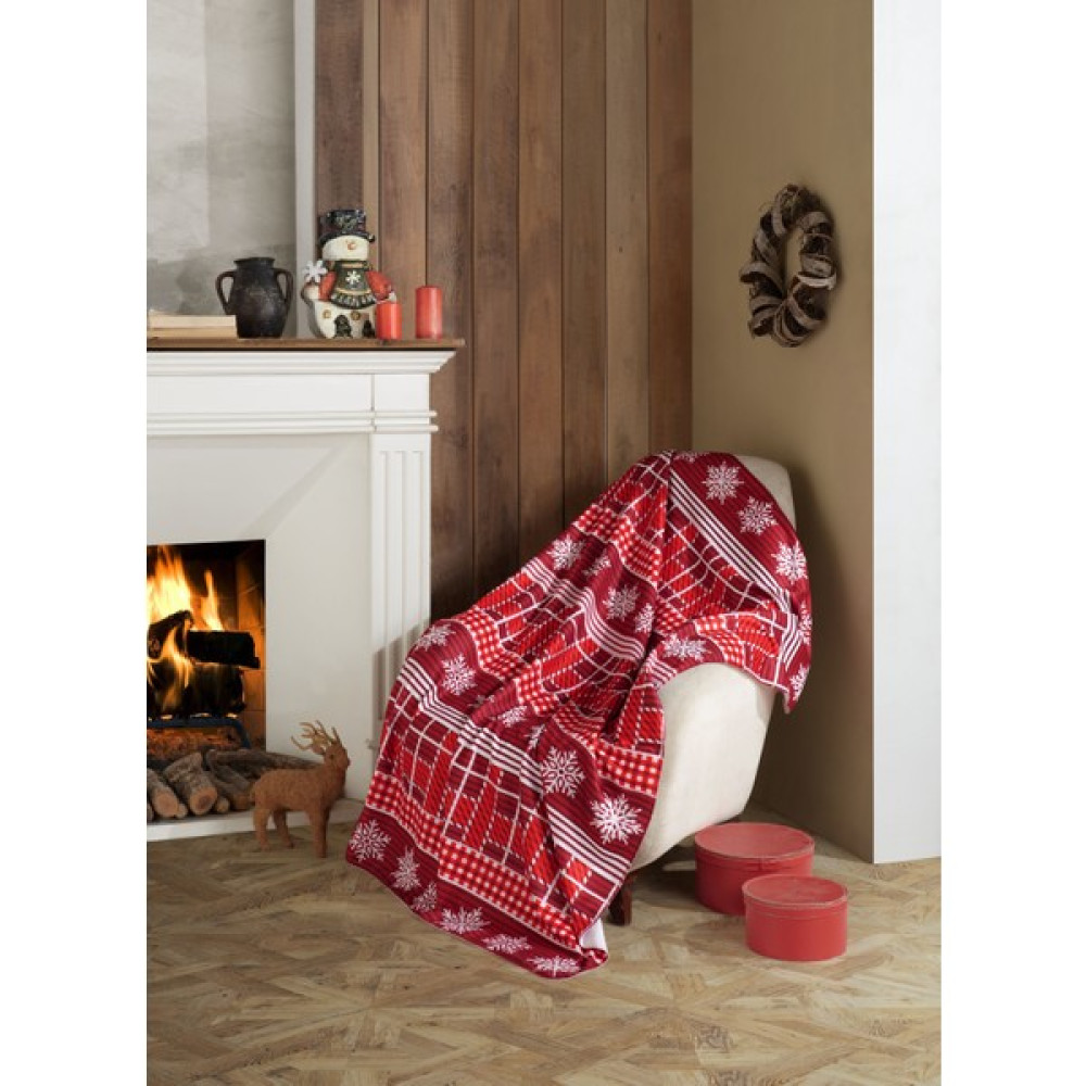 Loyal Home Tv Battaniyesi - Snowly - 120 x 170 cm - Kırmızı Battaniye Fiyatı
