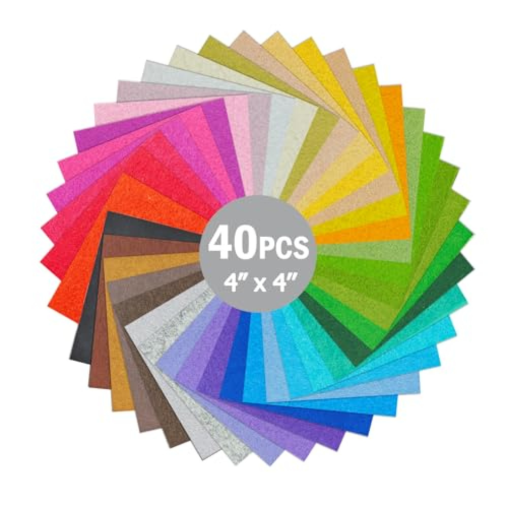 Loyisal 40PCS Felt Fabric Sheets Craft - 4"x 4" Assorted Colors - 1mm Thick Square Nonwoven Felt Fabric for Crafts DIY Sewing Machine Fiyatı