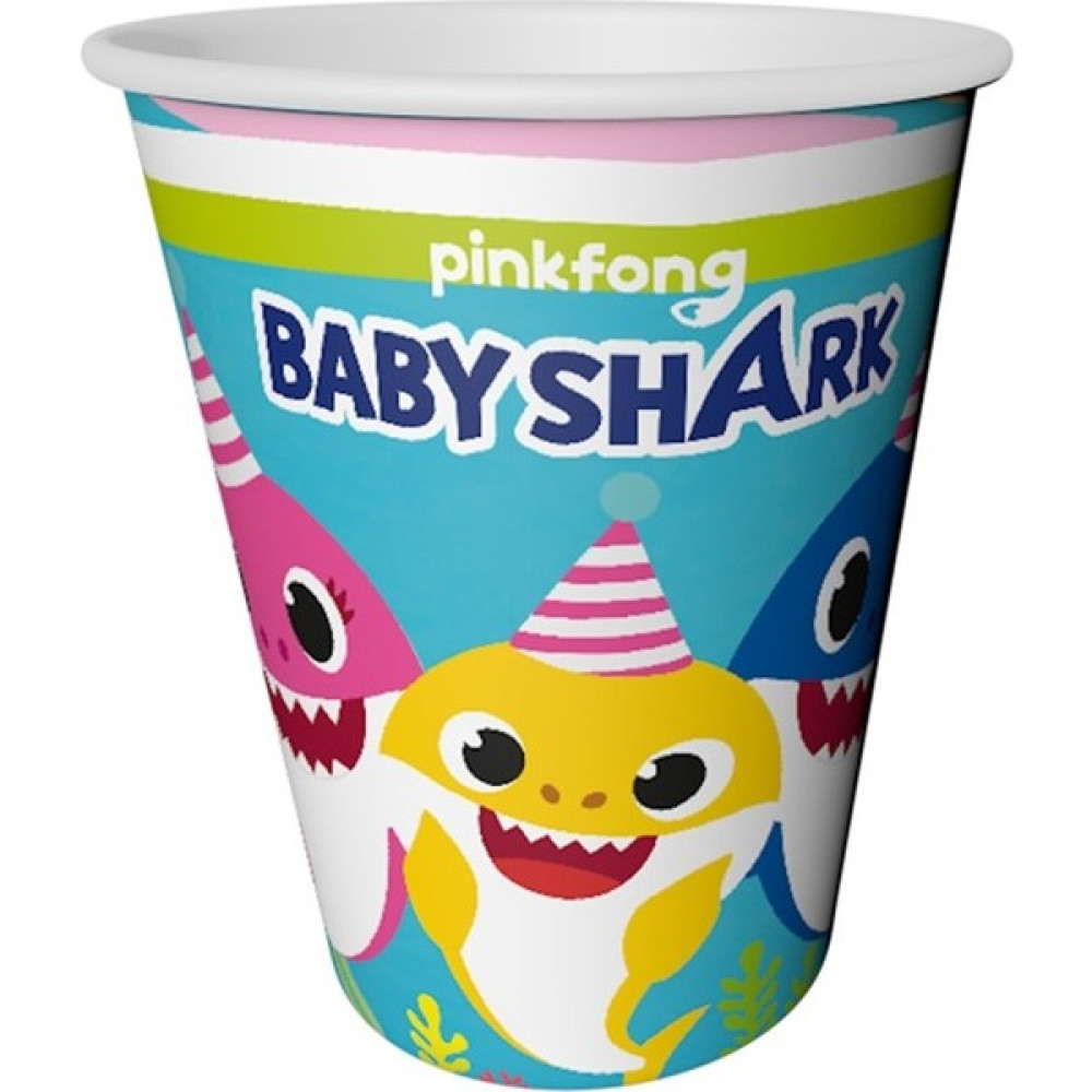LPB6386 Balonevi, Baby Shark Parti Zamanı 8 Adet Kağıt Bardak 220/240CC Açık Hava, Deniz ve Spor Oyuncakları Fiyatı
