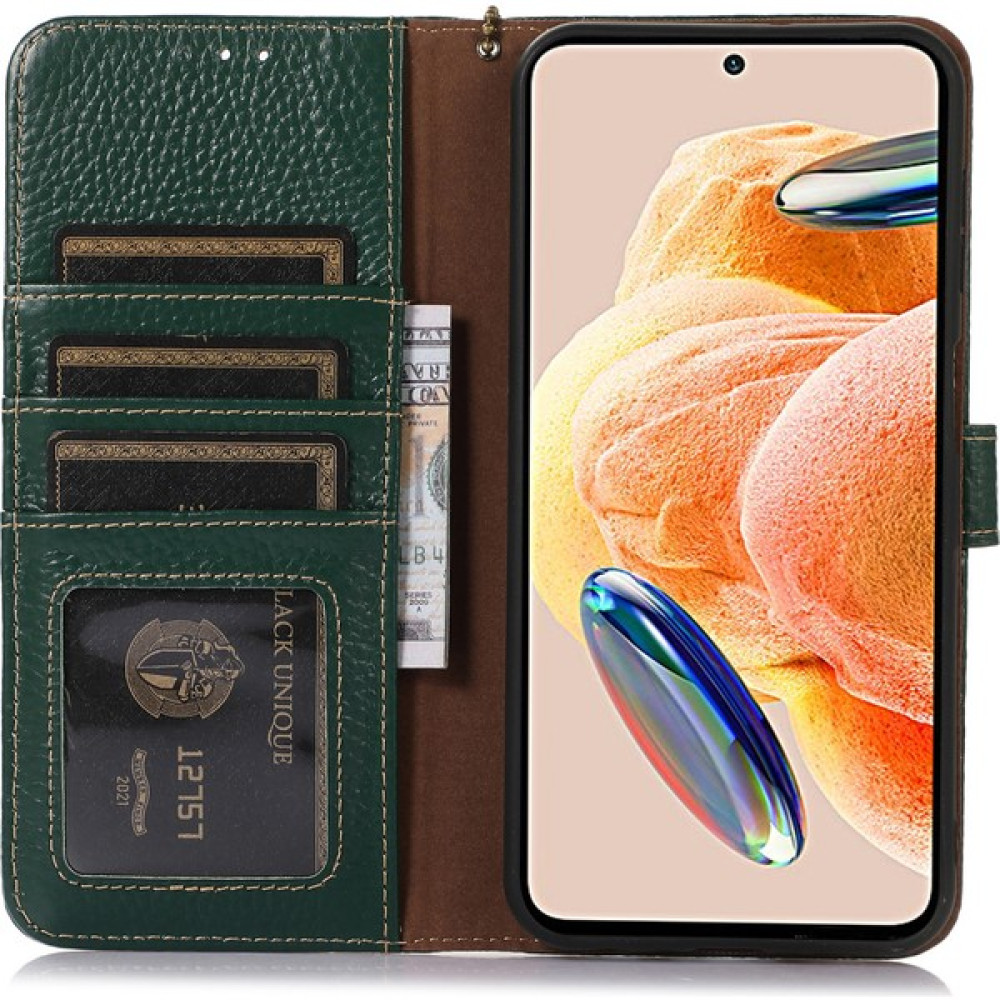 LR Joyful Xiaomi 13 Ultra, Cüzdan Standı ile Gerçek Inek Deri Kapağı Rfıd Engelleme Telefon Kılıfı (Yurt Dışından) - Sap Yeşili Cep Telefonu Kılıfı Fiyatı
