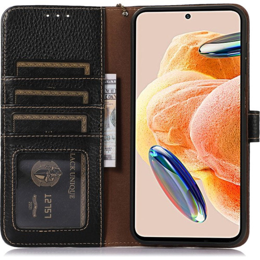 LR Joyful Xiaomi 13 Ultra, Cüzdan Standı ile Gerçek Inek Deri Kapağı Rfıd Engelleme Telefon Kılıfı (Yurt Dışından) - Siyah Cep Telefonu Kılıfı Fiyatı
