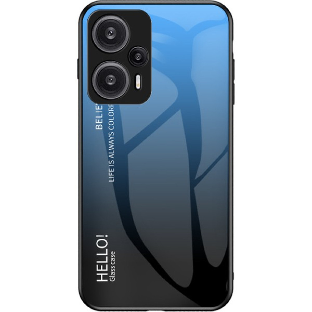 Lr Joyful Xiaomi Redmi Note 12 Turbo / Poco F5 5g Ince Telefon Kılıfı Pc + Tpu + Temperli Cam Şok Geçirmez Kapak (Yurt Dışından) - Mavi - Siyah Cep Telefonu Kılıfı Fiyatı