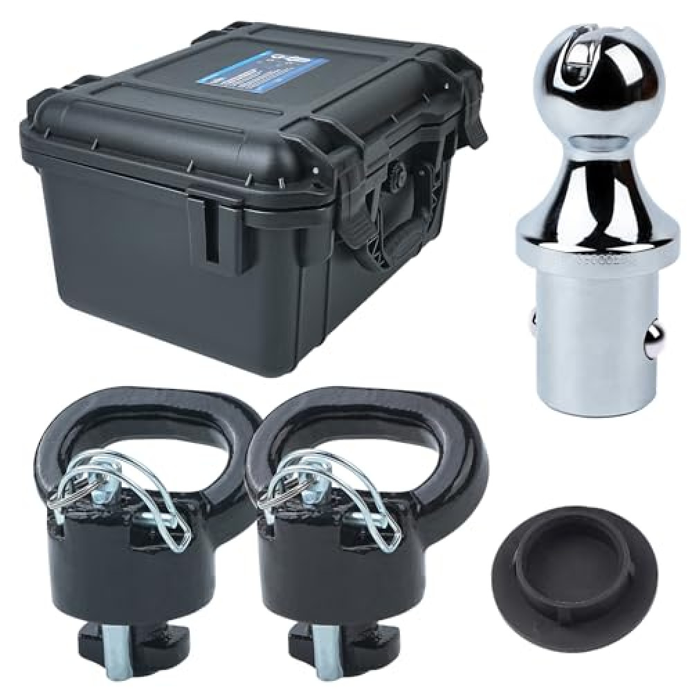 Lrichy 60618 Upgraded 38k Puck System Gooseneck Hitch Ball Kit with Case for 2013-2024 Dodge Ram 2500 3500, 2-5/16 in Hitch Ball for Truck Bed with 2 Gooseneck Safety Chain Anchors