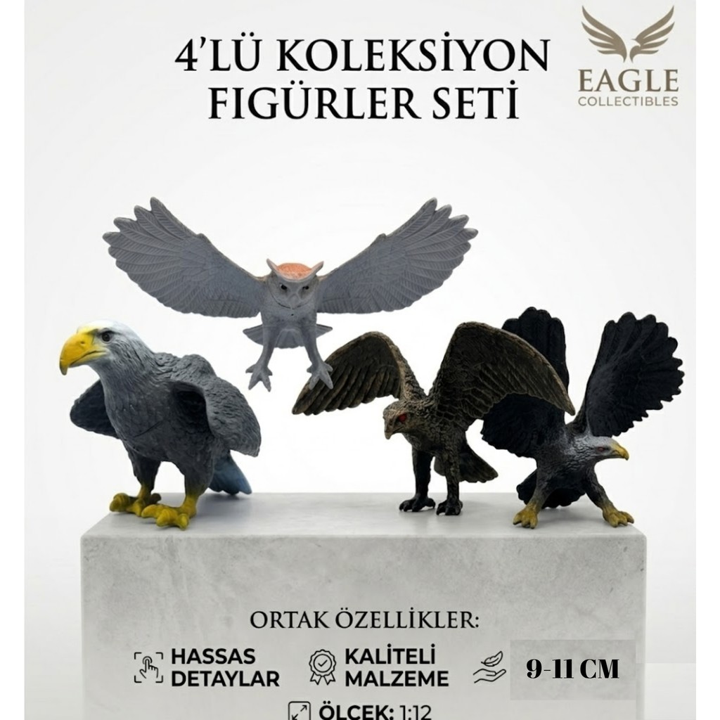 LRS Store 4 Lü Vahşi Hayvan Seti Kuşlar Kartal Atmaca Şahin Baykuş Oyuncak Figür Set 9-11 cm Anne Bebek Oyuncak Fiyatı