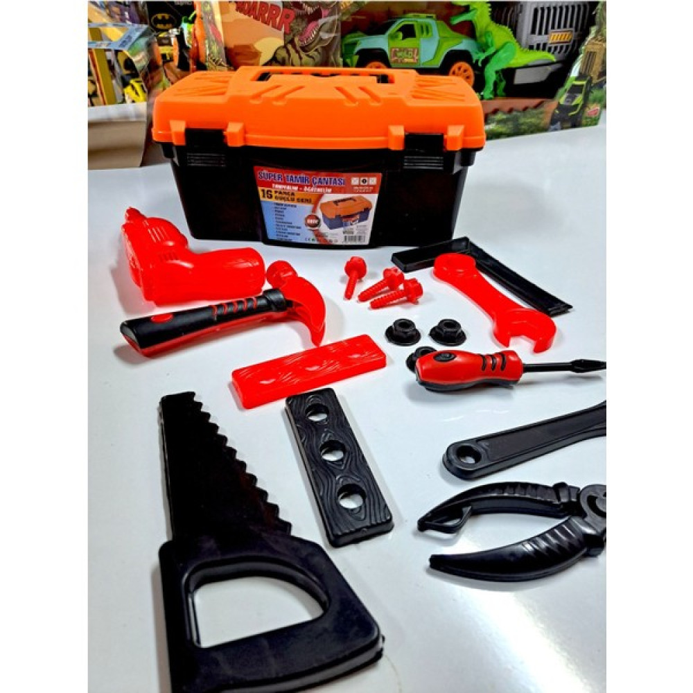 LRS Store Erkek Çocuk Oyuncak Tamir Çantası Tamirci Seti 15 Parça Çekiç Testere Pense Vida 13X29 cm - Sarı Eğitici Oyuncak Fiyatı