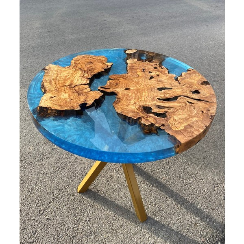 Ls Wood Store Ls Wood - 80 cm Çap Zeytin Ağacı Yuvarlak Epoksi Masa / Yemek Masası / Epoksi Masa LS-001 Yemek & Mutfak Masası Fiyatı