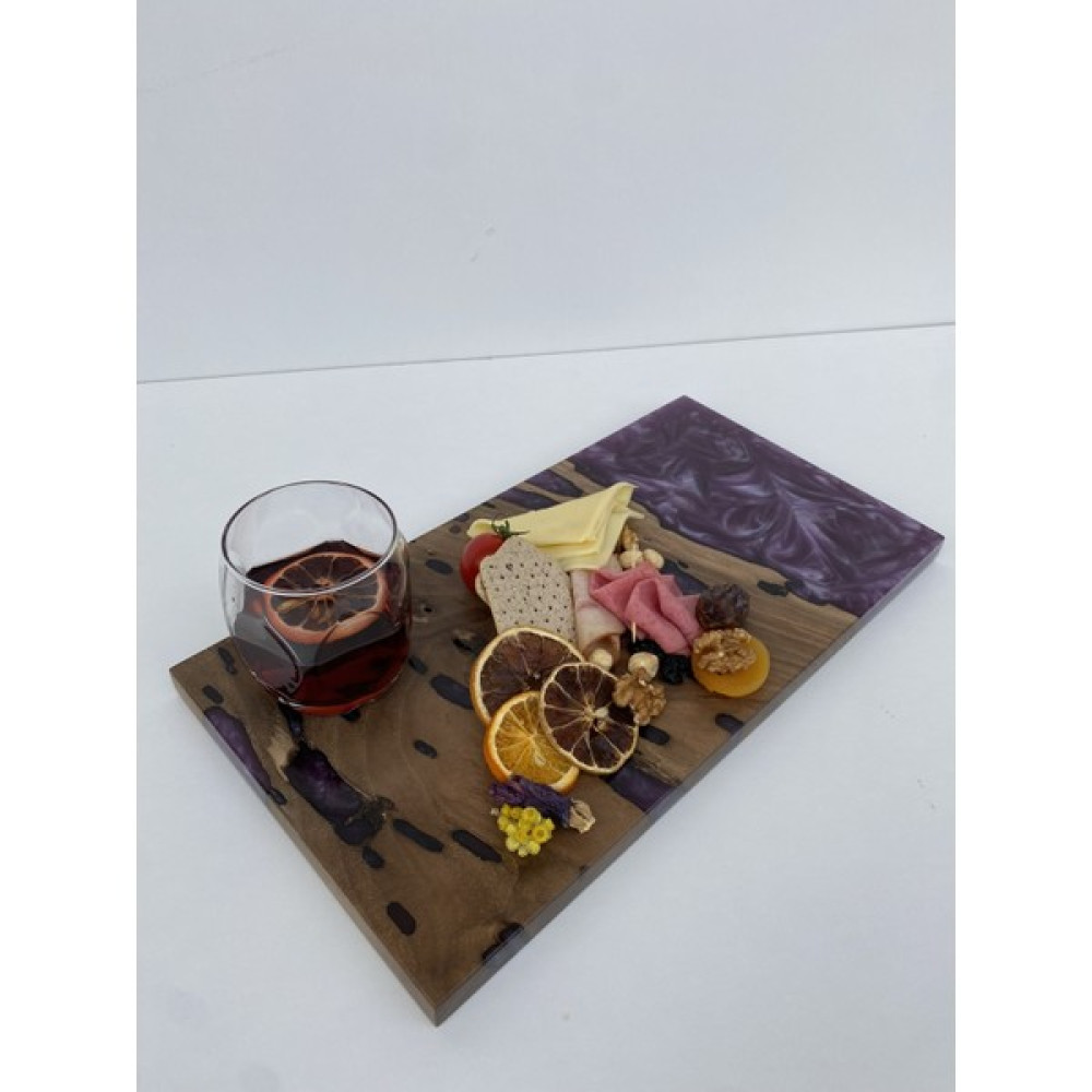 Ls Wood Store Ls Wood -Ceviz Ağacı Mor Epoksi Kahvaltı , Peynir Sunum Tabağı ,sunum Tahtası 40 x 20 cm Küçük Boy Mutfak Gereçleri Fiyatı