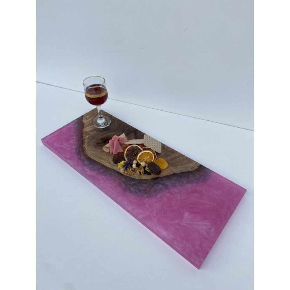 Ls Wood Store Ls Wood -Ceviz Ağacı Pembe Epoksi Kahvaltı , Peynir Sunum Tabağı ,sunum Tahtası 58 x 24 cm Büyük Boy Mutfak Gereçleri Fiyatı