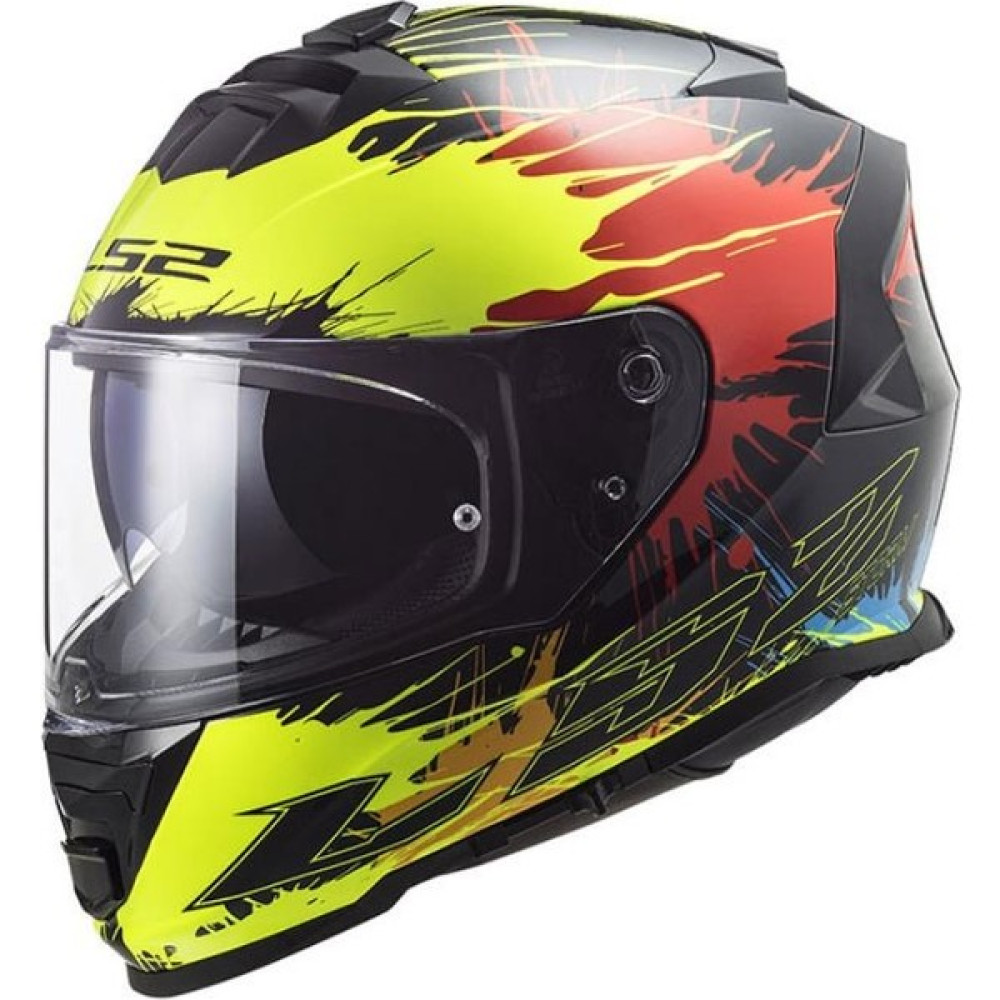 LS2 Motosiklet Kaskı Storm Drop Siyah Sarı Kırmızı Kask Kapalı Motosiklet Kask - XL Motorsiklet Kaskları Fiyatı
