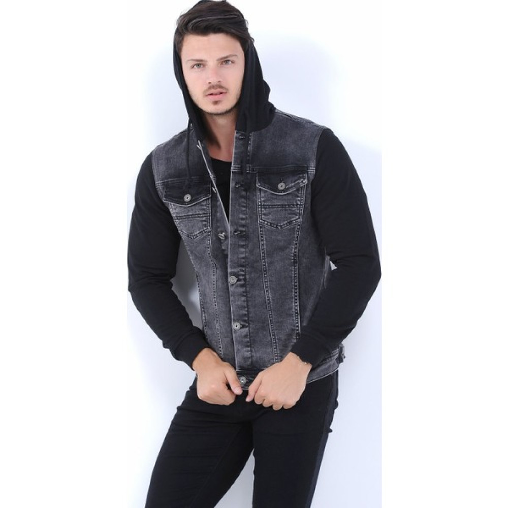 LTC Jeans Kapüşonlu Erkek Kot Ceket Siyah Erkek Ceket Fiyatı