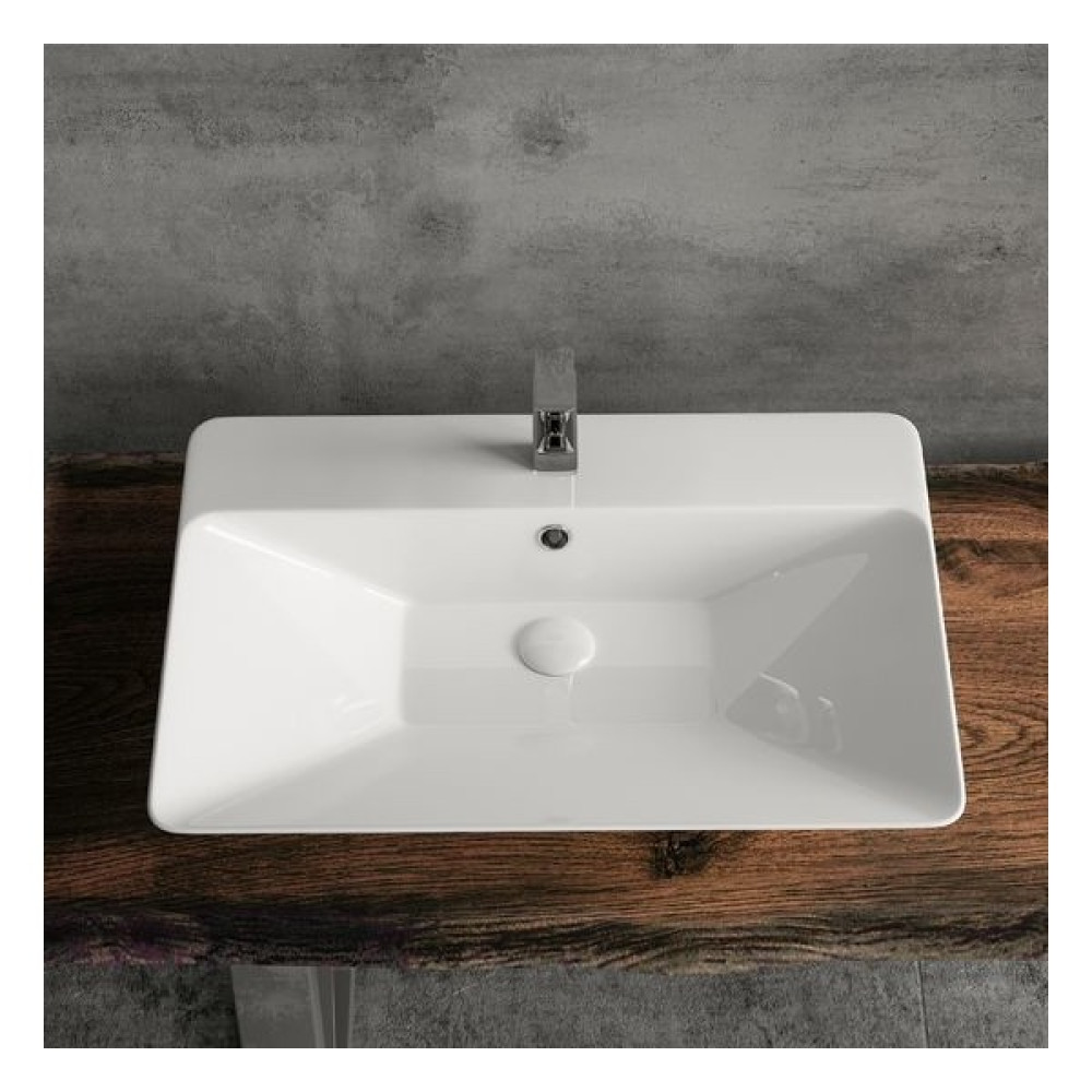 Lucco Teodora 65 cm Tezgah Üstü Dikdörtgen Lavabo Beyaz Lavabo Fiyatı