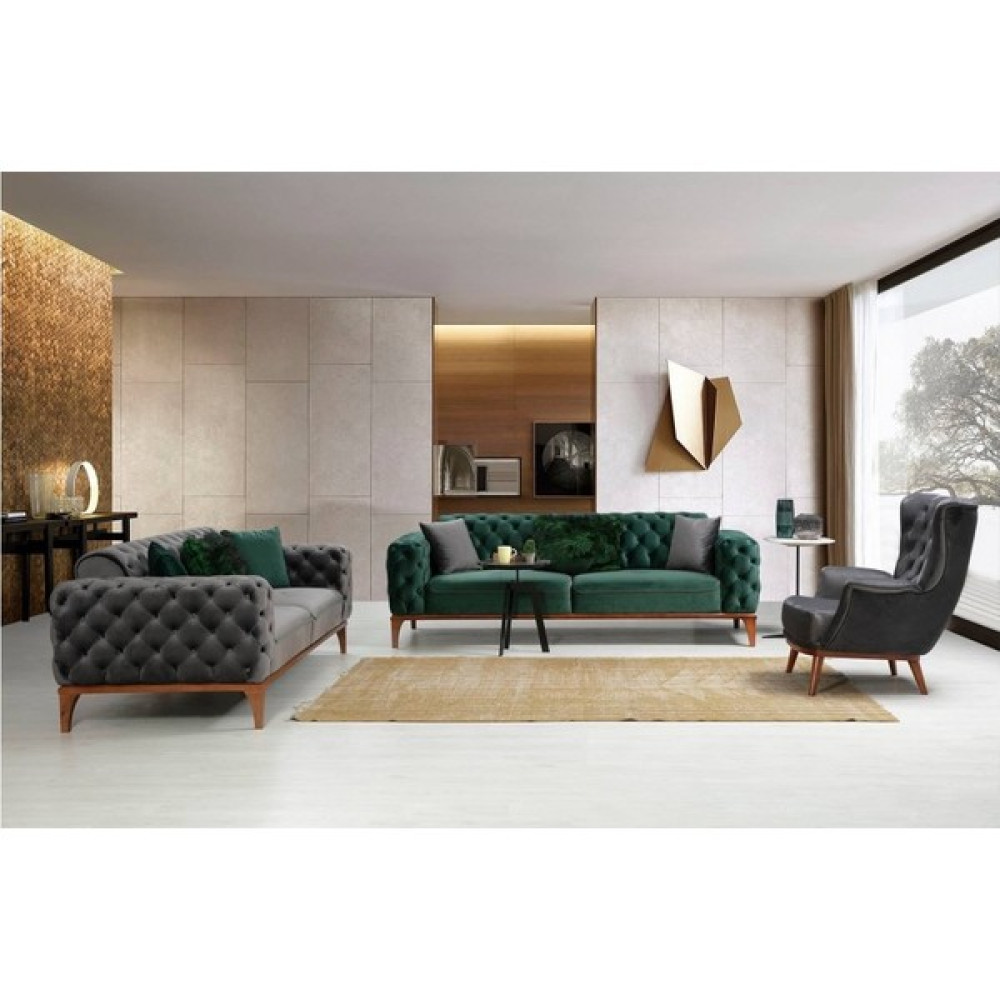 Lucetta Concept Lucetta-Carmen Koltuk Takımı 3+3+1 - Gri - Yeşil Koltuk Takımı / Seti Fiyatı