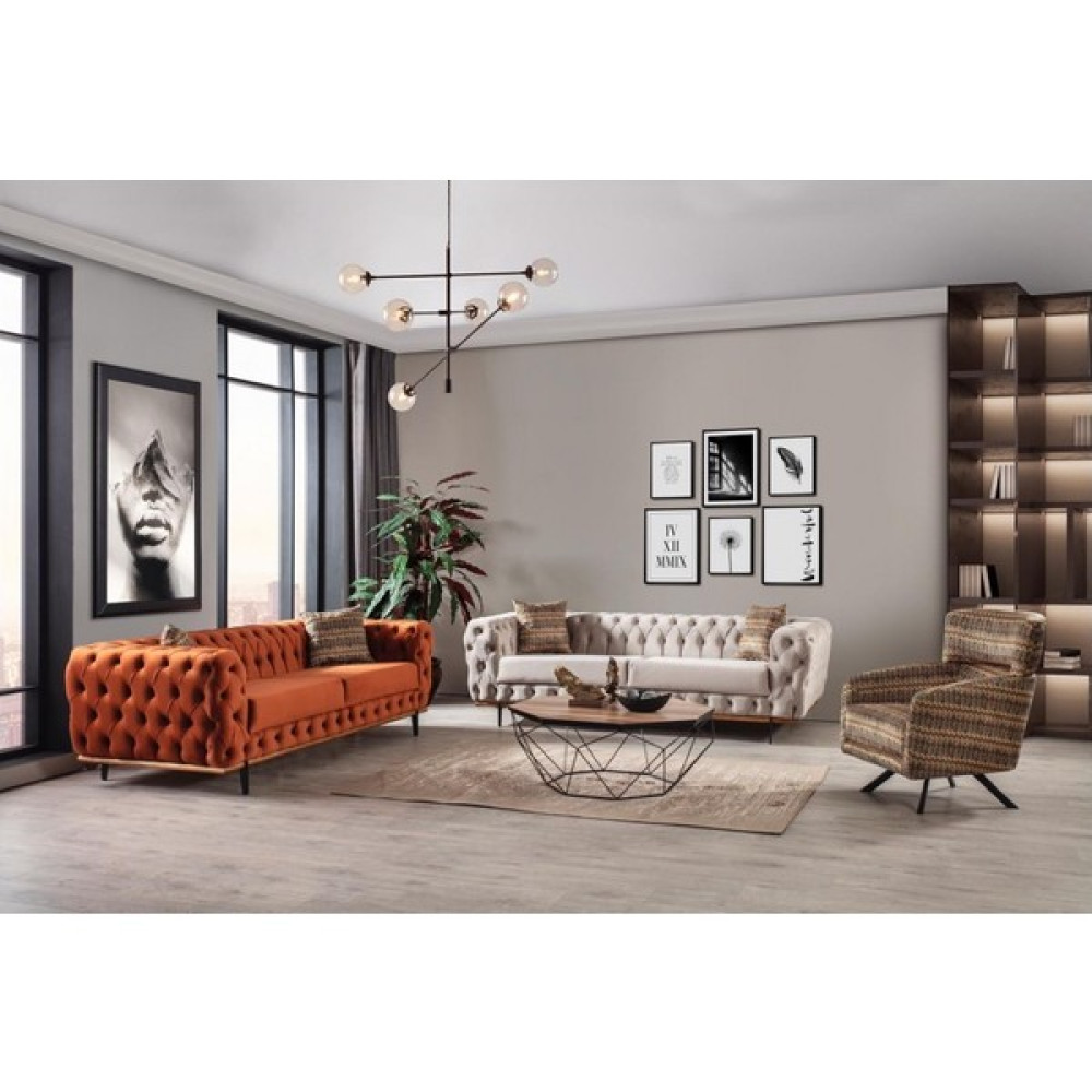 Lucetta Concept Lucetta-Florya Koltuk Takımı 3+3+1 - Turuncu Koltuk Takımı / Seti Fiyatı