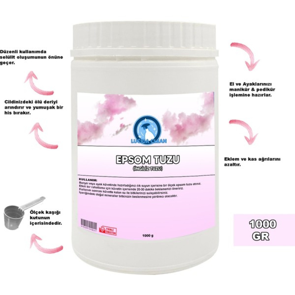 Lucida Clean Epsom Tuzu (İngiliz Tuzu) 1000 gr - 1 kg Bulaşık Yıkama Fiyatı