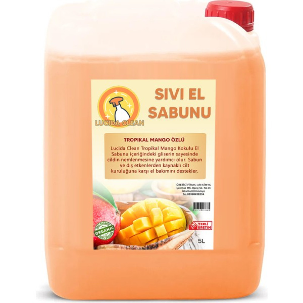 Lucida Clean Sıvı El Sabunu Tropikal Mango Özlü Gliserinli 5 Litre - 5Litre El Bakımı Fiyatı