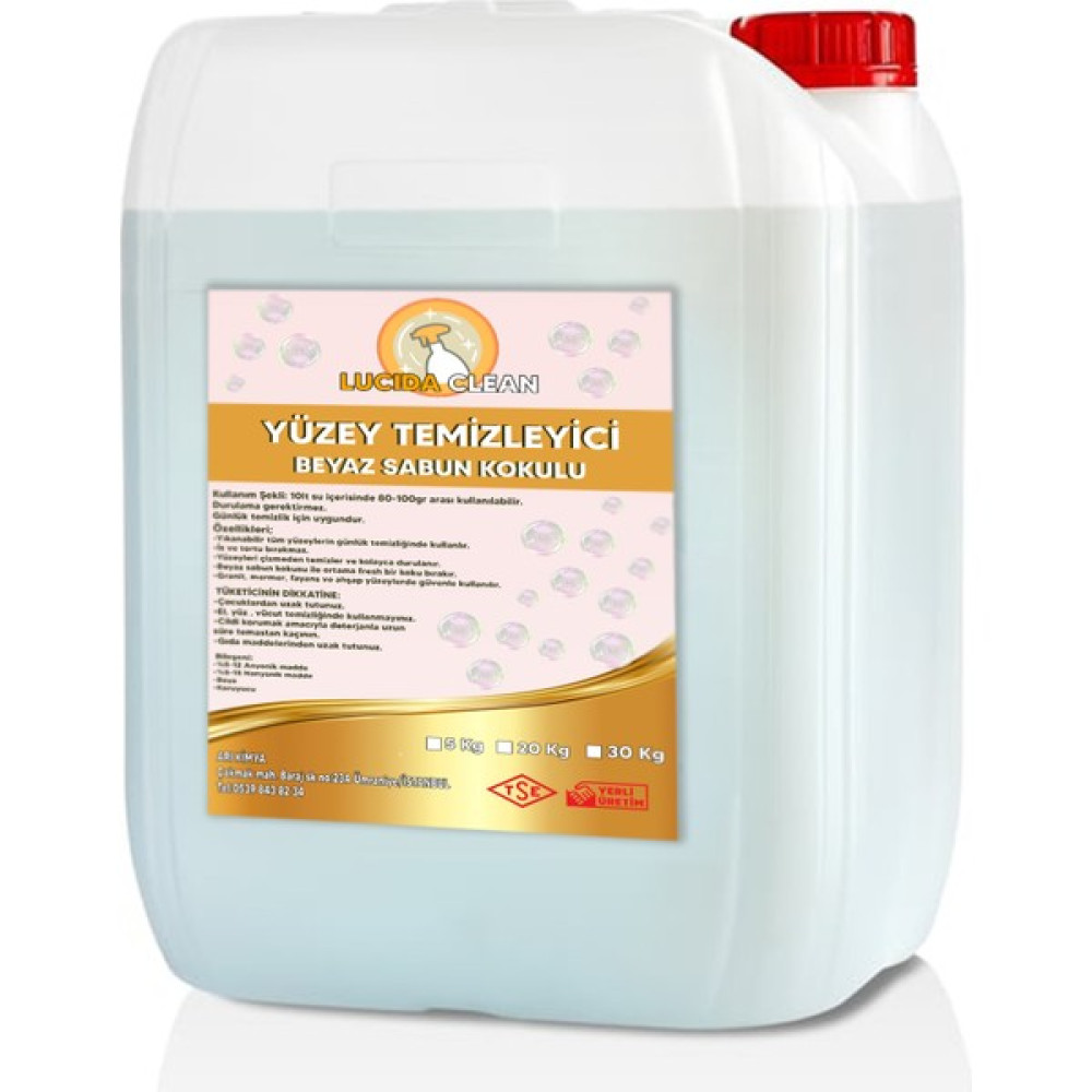 Lucida Clean Yüzey Temizleyici Beyaz Sabun Kokulu 5 Lt Temizlik Malzemeleri Fiyatı