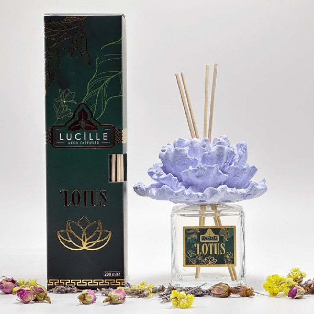 Lucille Lotus Koku Veren Lotus Çiçekli 200 ml Çubuklu Oda Kokusu Özel Şişe ve Kalıcı Esans - Mor Çiçek Figürü Oda Kokusu Fiyatı