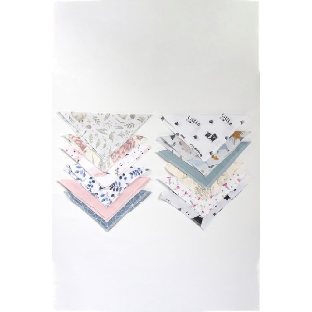 Luckka 12'li Müslin Ağız Mendili , Omuz Bezi , Ter Bezi Çift Kat Dikimli 35X20 cm - Renkli - Standart Mama Önlüğü Fiyatı